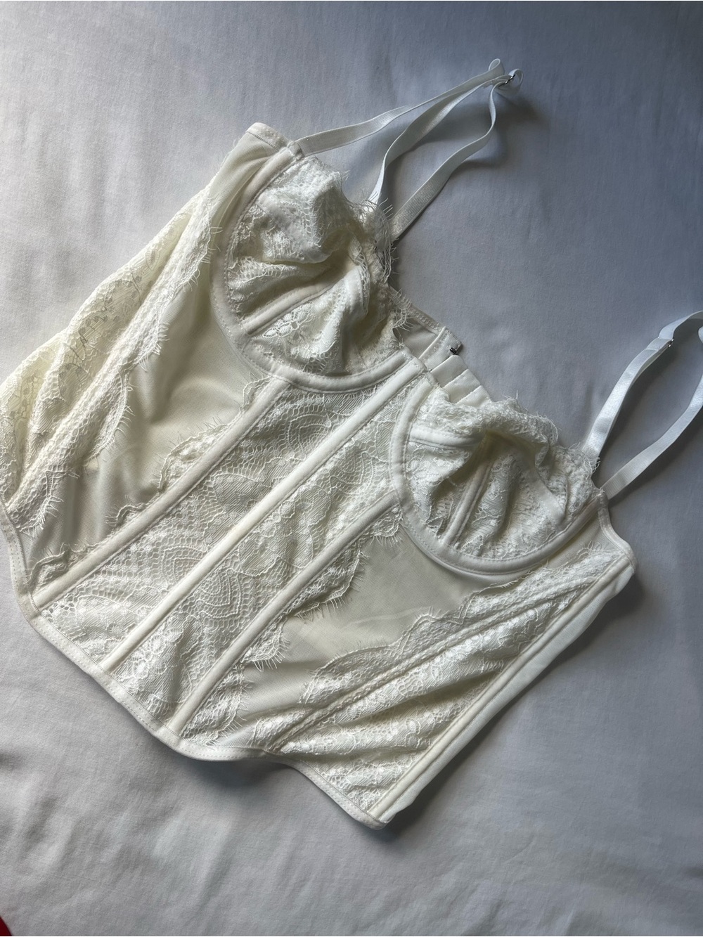 Elegant Women's Ivory Lace Bustier Corset Top